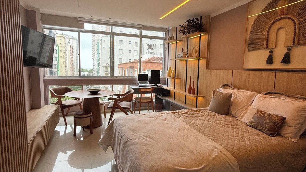 Boqueirao Apartment | Studio with unobstructed sea views, luxury and comfort 1 block from the beach!