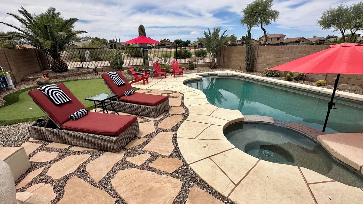 San Tan Valley House | Stunning 3 Bed, 2 Bath Home with private Pool, Spa, and Scenic Golf Course Views