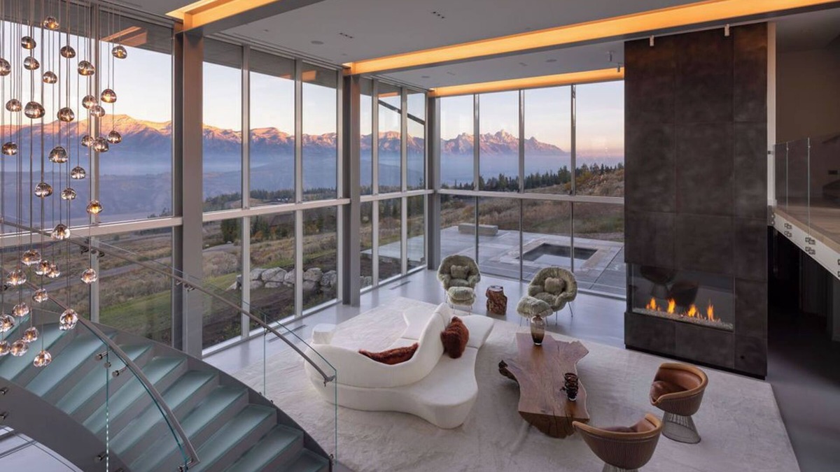 Spring Creek Ranch House | Stunning over 11K sq ft NEW modern glass 6-bed 9-bath estate in Jackson Hole