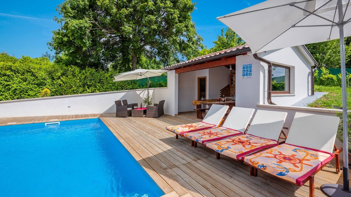 Lindar House | Sunny villa with private pool, sun loungers, outdoor shower