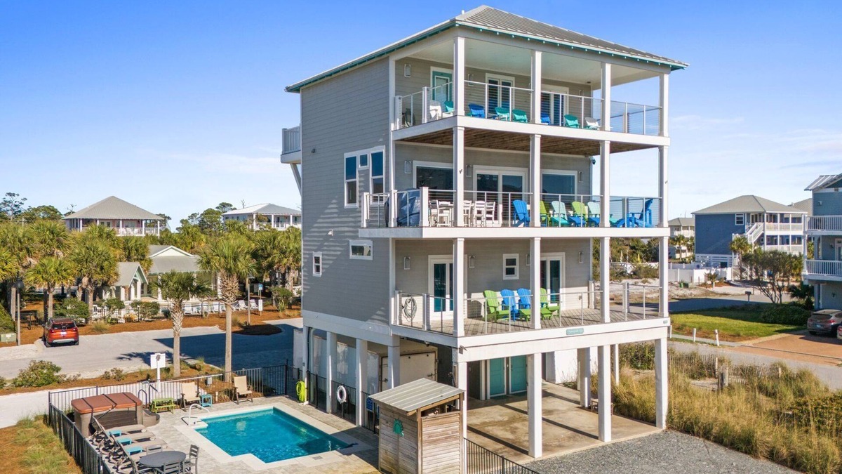 Seagrass House | Sunnyside Up: Steps to the Beach, Great views, Private pool, Pet friendly