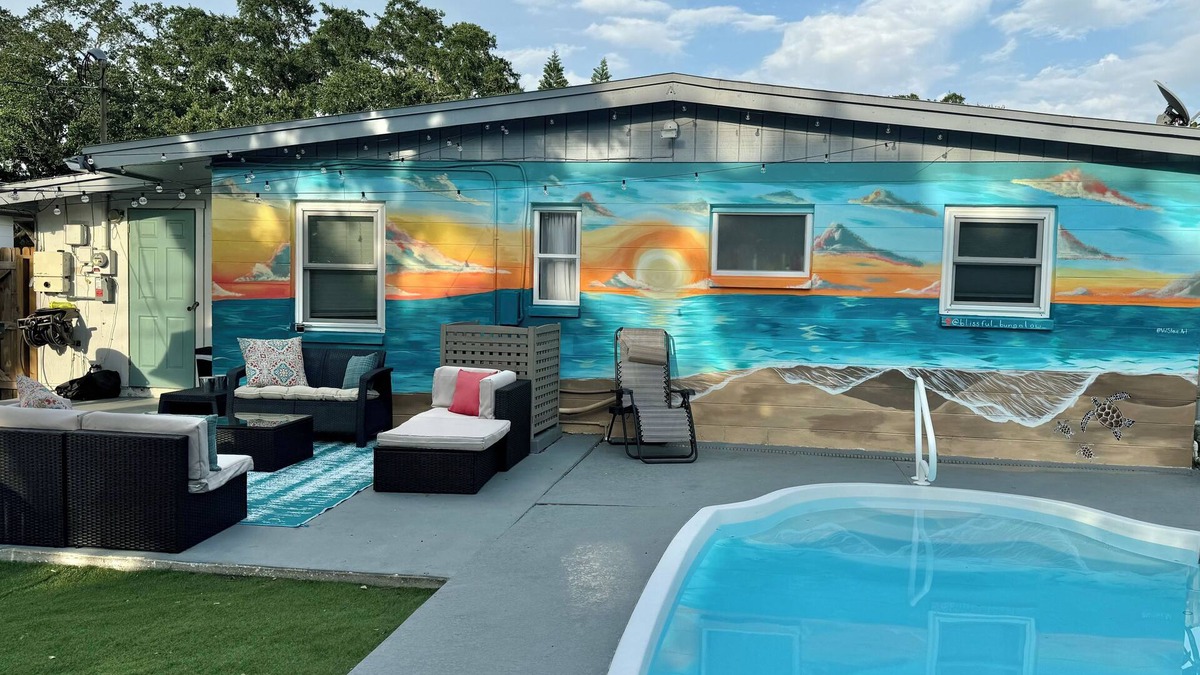 Seminole House | Sweet retreat, with private pool, patio, bbq, corn hole boards and fire pit.