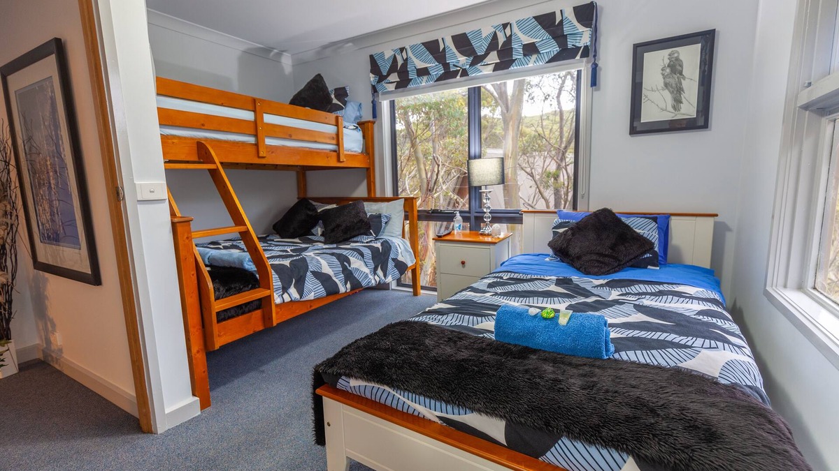 Baw Baw Village Cabin | Tanjil Creek Lodge - Bedroom 3 (Views over the Toboggan Park)