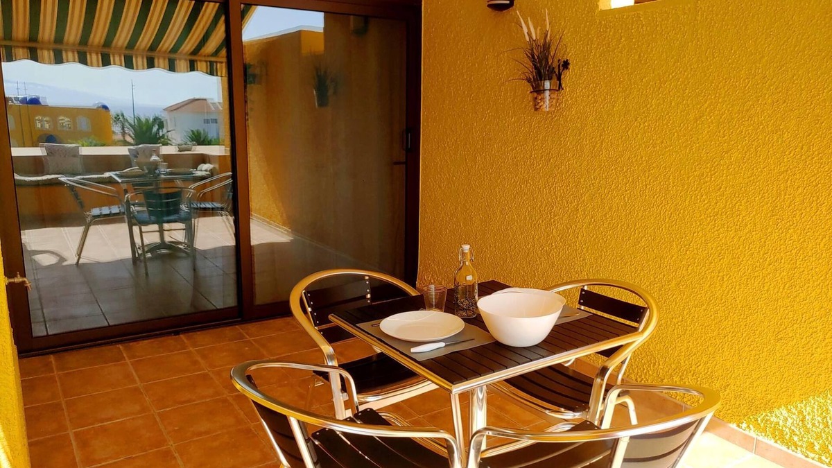 Santiago del Teide Apartment | Terrace, sea view, WiFi, A/C, swimming pool, 50 mts. from the beach