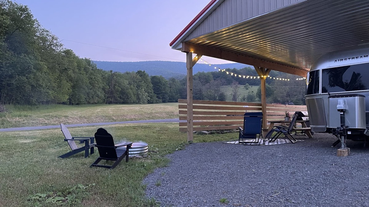Prattsville RV Rental | The Airstream Miss Pickle at Bearpen Mountain-seasonal rental