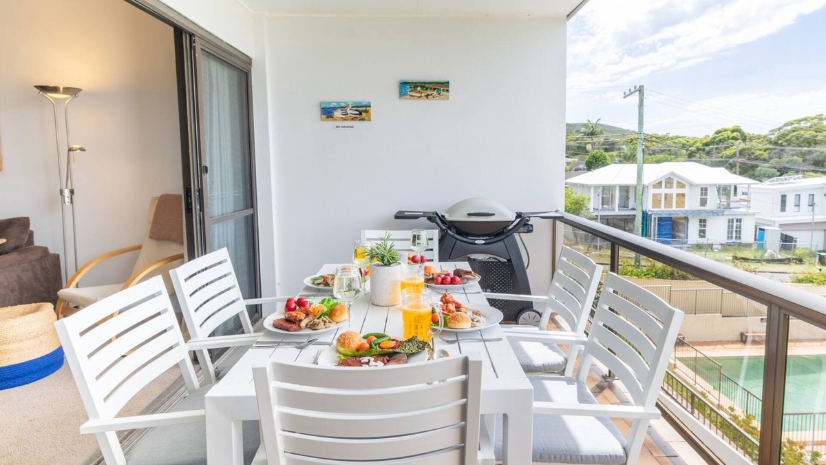 Fingal Bay Apartment | The Dunes 8,38 Marine Dr - complex pool, tennis court and Wi-Fi