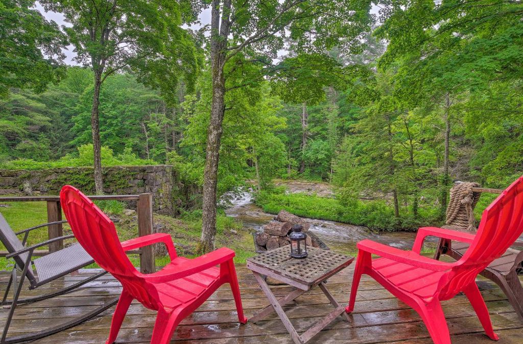 Mill River House | The Mill River Cabin with Fireplace and River View!
