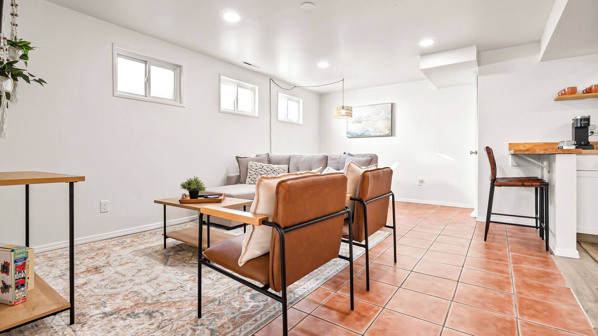 Rustic Hills Apartment | The Recharge-2 bedroom unit with in-unit washer & dryer, large TV, & kitchenette
