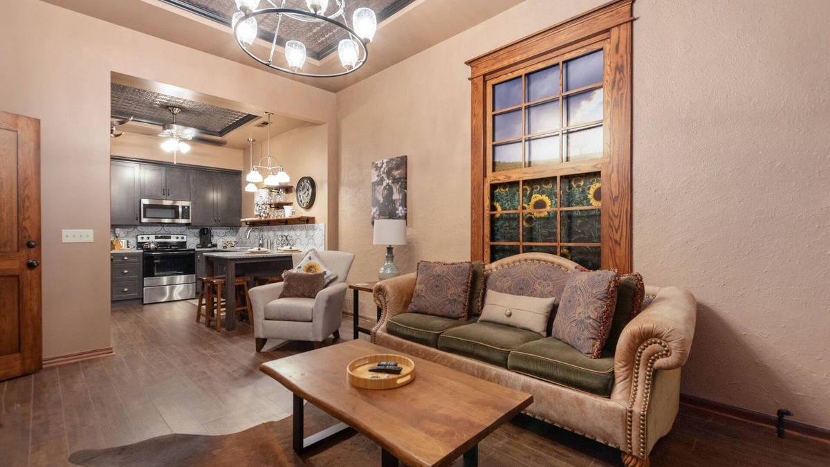Wichita Apartment | The Sunflower Loft is located 1 block from Old Town in a 2 story brick building.