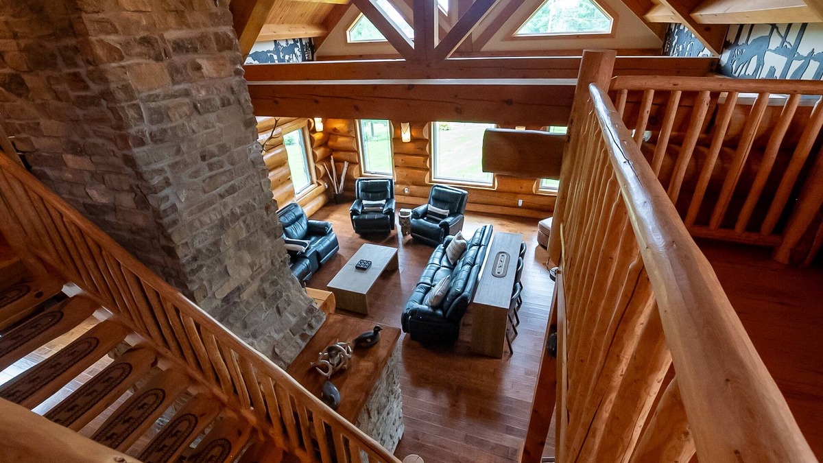 Alban Cottage | Timber Frame Log Cottage, across from the French River, great for big families