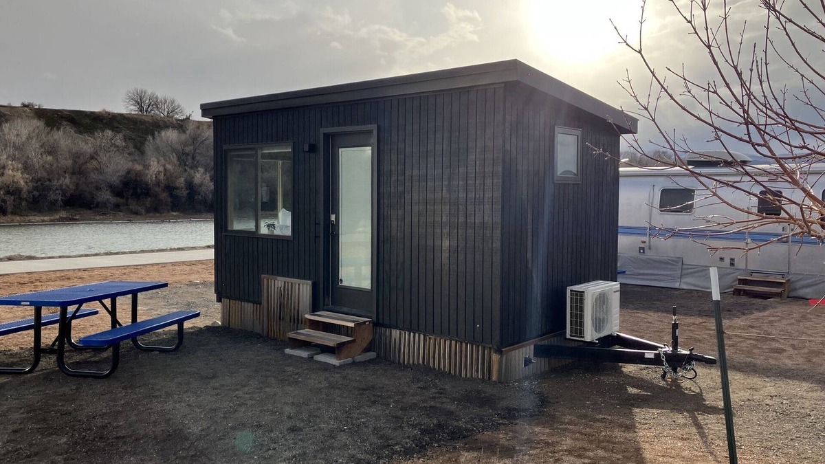 Pear Park House | Tiny home with one queen bed on main floor.
