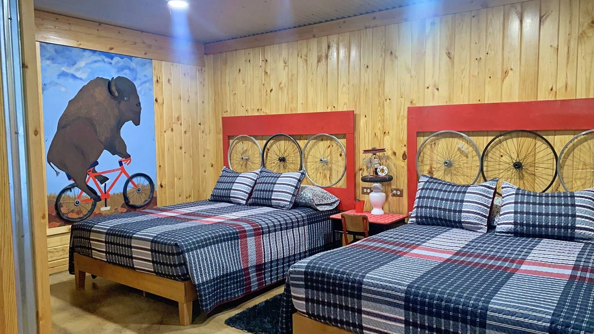 Cache Cabin | Tour de Bison Cabin Cache near Wichita Mountains Cycling Biking Cache sleeps 4