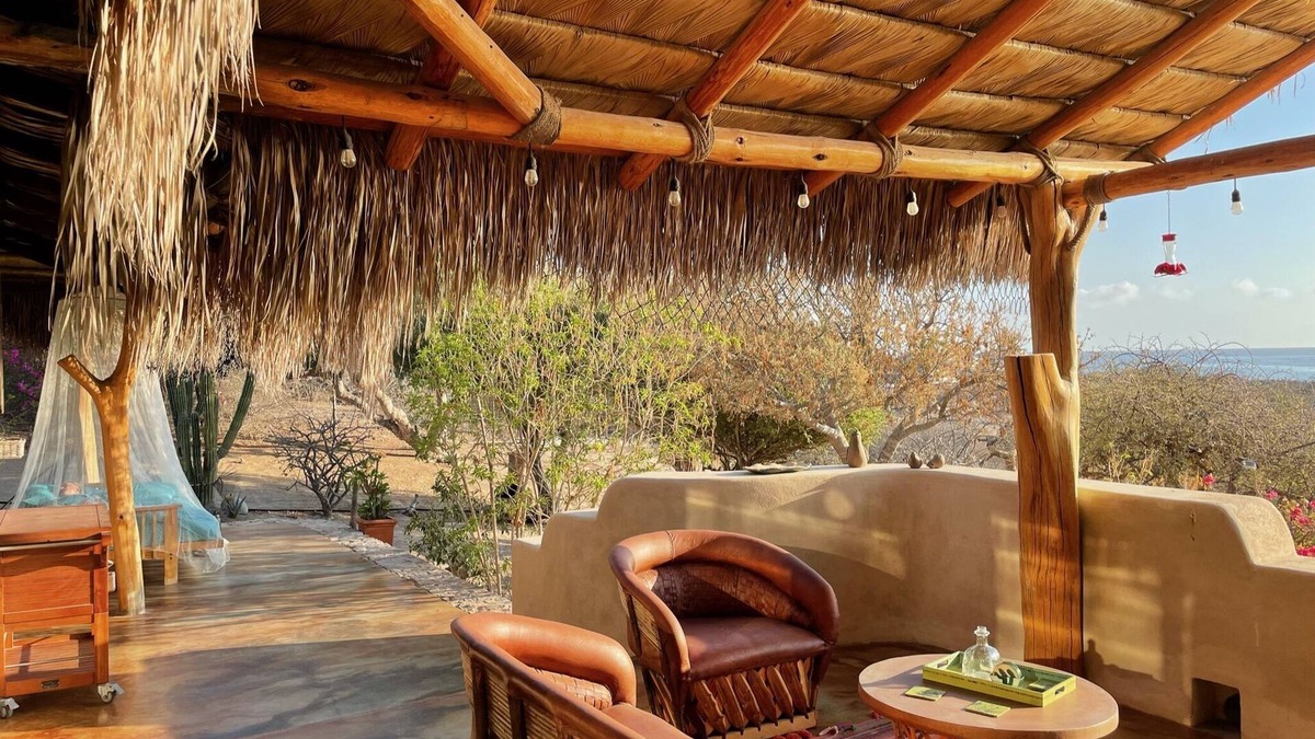 Cabo Pulmo House | Traditional stone palapa retreat with ocean and desert views