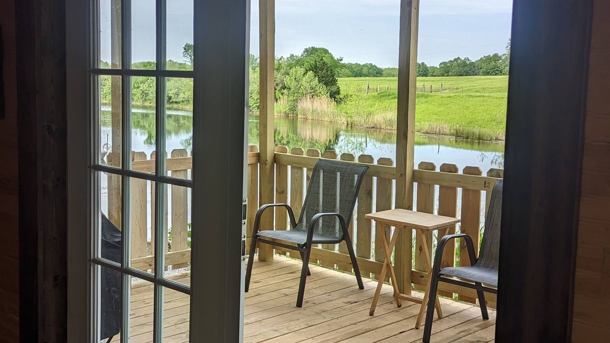 Jasonville Cabin | Unique cozy 14x40 Cabin with a nice deck by the water .