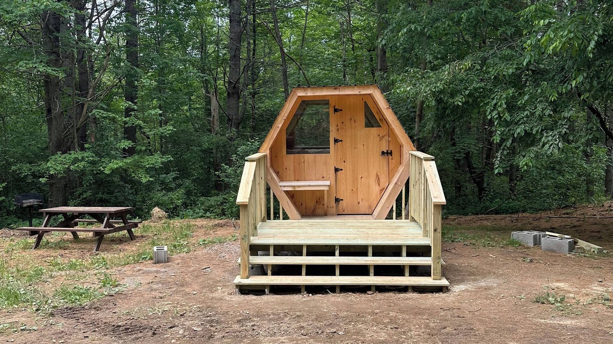 Hermon RV Rental | Unique Hexagon Cabin in Hermon, Maine!