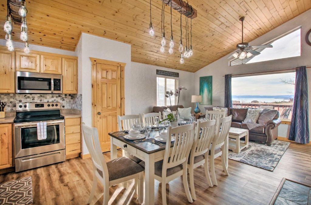 Fish Haven House | Updated Cabin with Views about 1 Mi to Bear Lake!