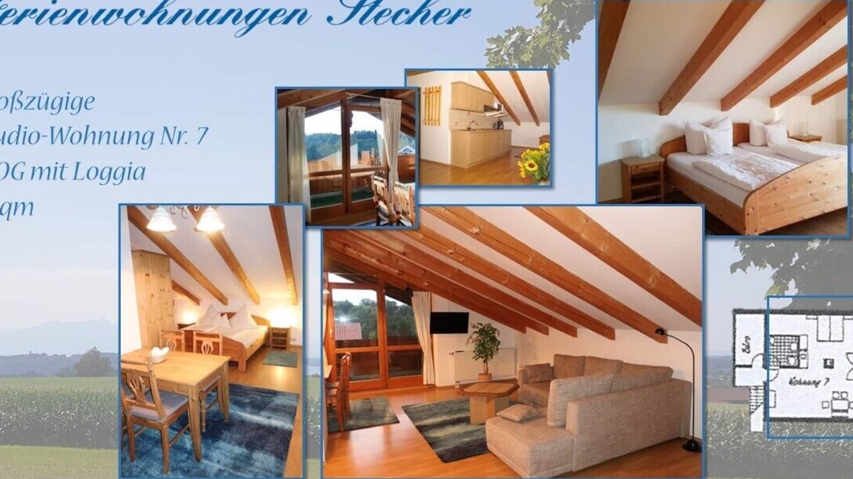 Bad Endorf Apartment | Vacation apartment 7, 43 sqm, spacious studio on the top floor with loggia