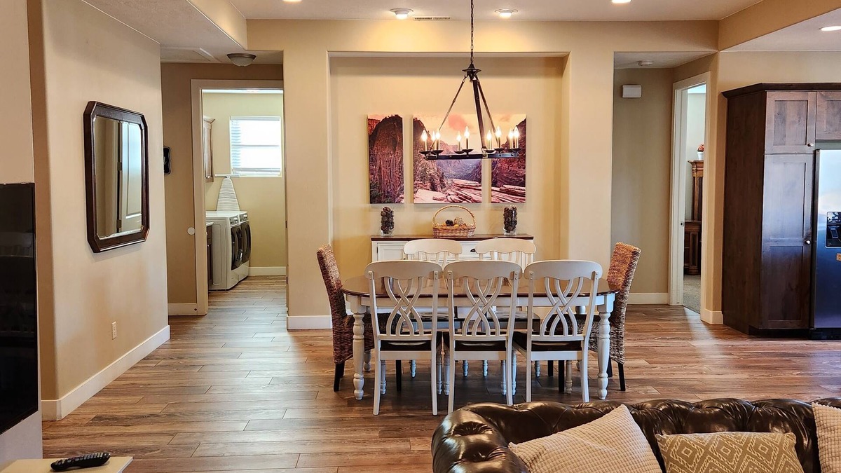 Washington County House | Vacation home opens up directly to the heated pool and open park!