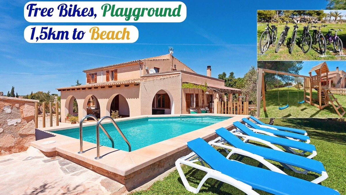 Campos House | Villa 1.5 km from Es Trenc beach. Swimming pool. Bicycles. Playground.