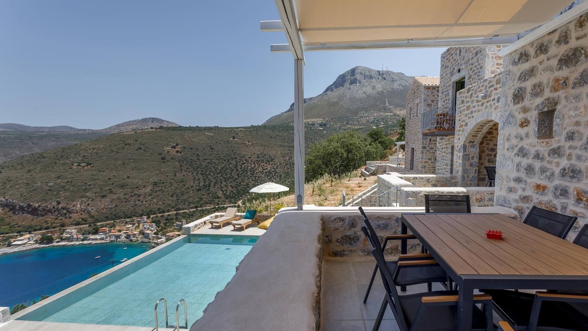 Limeni House | Villa ARIS with shared pool, exposed position over the sea, Peloponnese