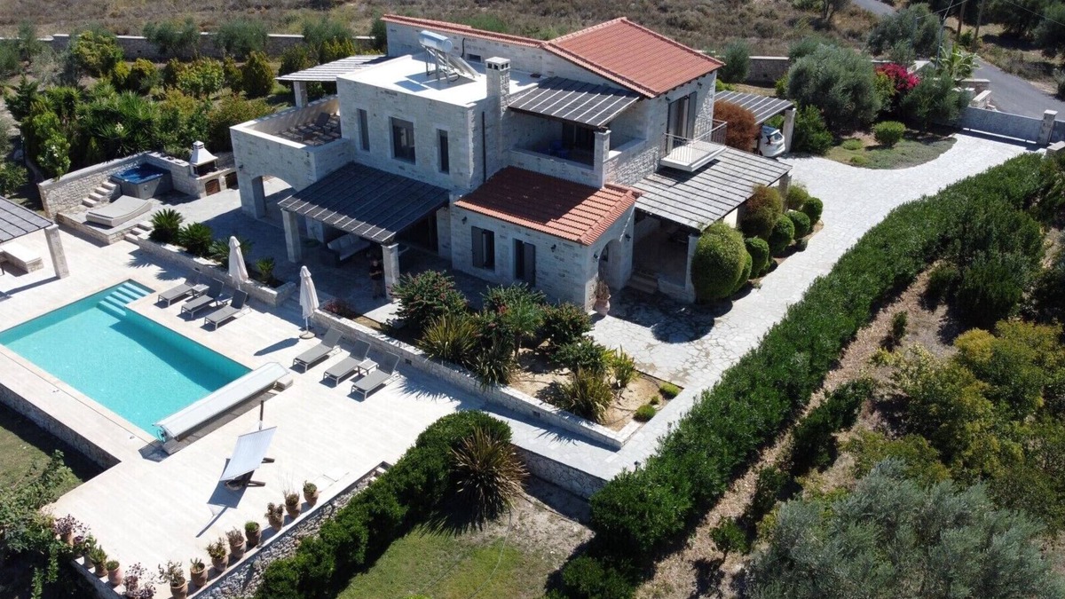 Asteri Villa | Villa Athene-modern natural stone villa with sea views, close to the beach