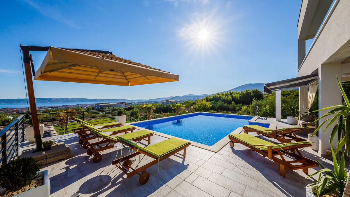 Kastel Stari Villa | Villa Blue Wave , 8 bedrooms, 8 bathrooms, 2 swimming Pool, amazing Sea view