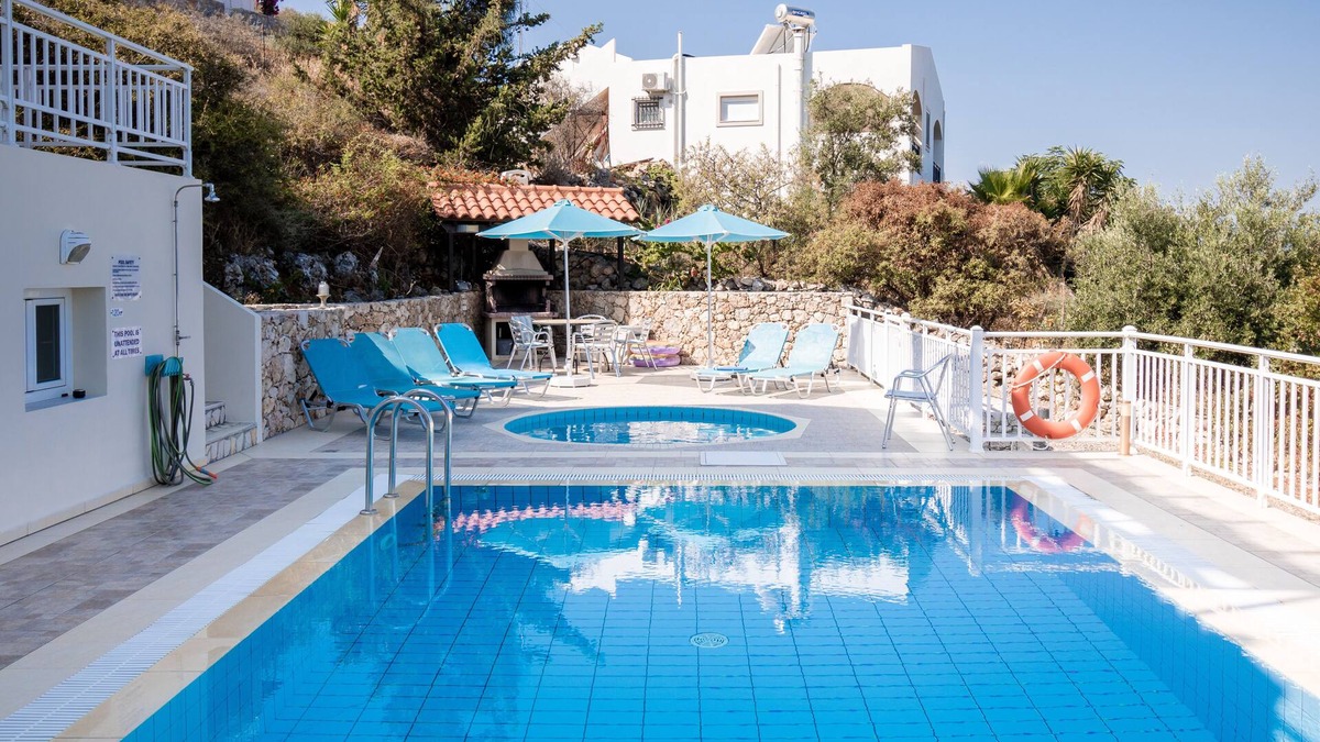 Kokkinon Khorion Villa | Villa Bougainvillea, Stunning Sea view, Near Almyrida, 2 Private Pools, Sleeps 7