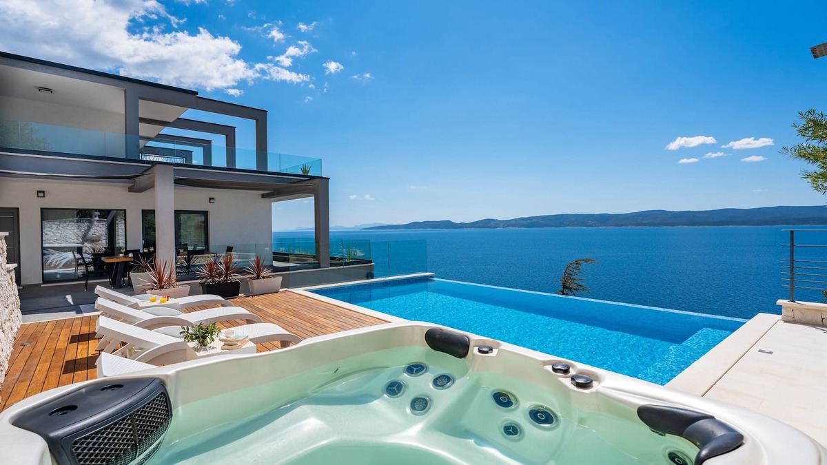 Mimice Villa | VILLA HRID Luxury beachfront villa, Jacuzzi, heated infinity pool with massage