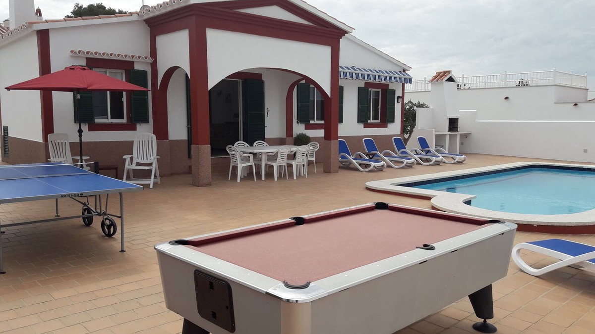 Cala en Porter Villa | Villa in Calan Porter With Private Pool, Air Conditioning, internet, billiard.