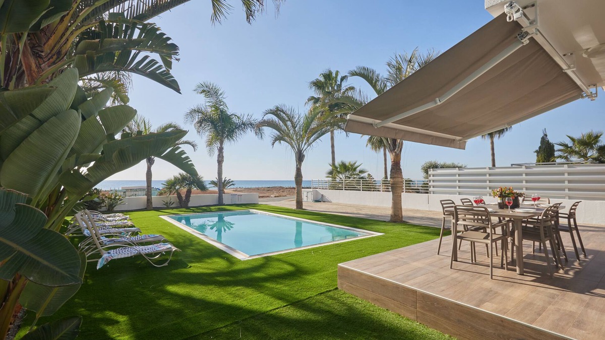 Ayia Thekla Villa | Villa Lenia, Stunning 3BDR Seafront Villa with Pool, Close to the Beach