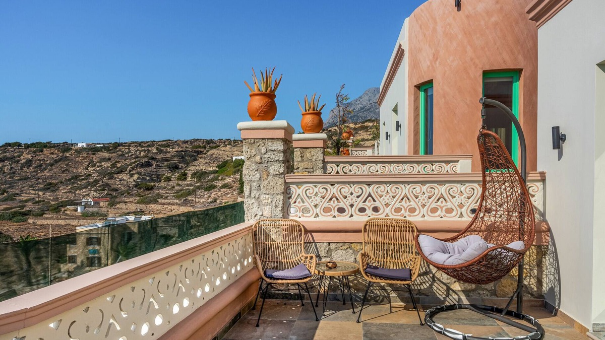 Lefkos Villa | Villa 'Mikis La Scala Luxury Villas' with Sea View, Wi-Fi and Air Conditioning
