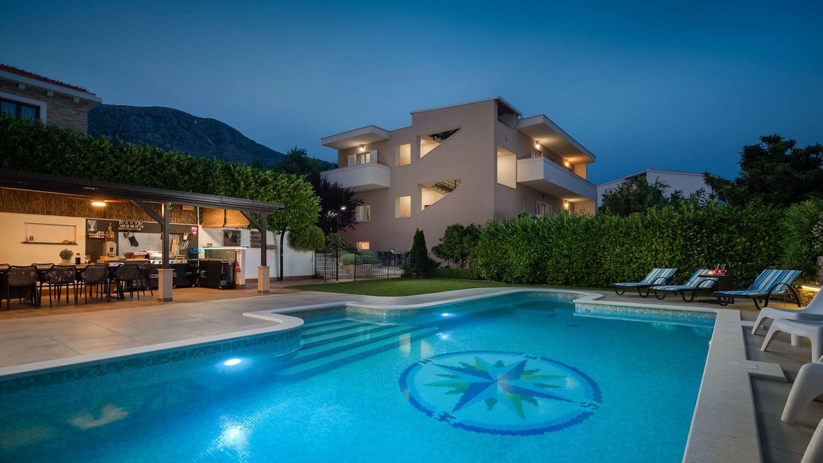 Kastel Gomilica House | Villa Nautica - 7 bedrooms with heated swimming pool and children playground