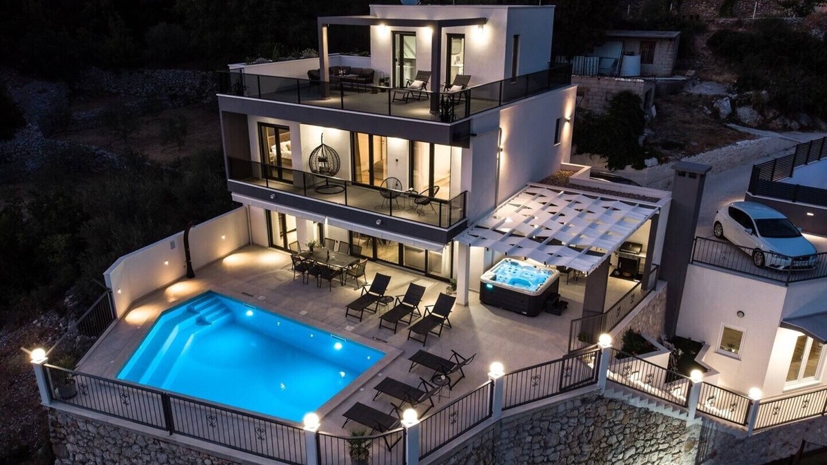 Blato na Cetini Villa | Villa Neda - modern and comfortable accommodation with a Heated pool with massage, Whirlpool, Infrared Sauna, view of Cetina, and natural environment of the Omiš hinterland