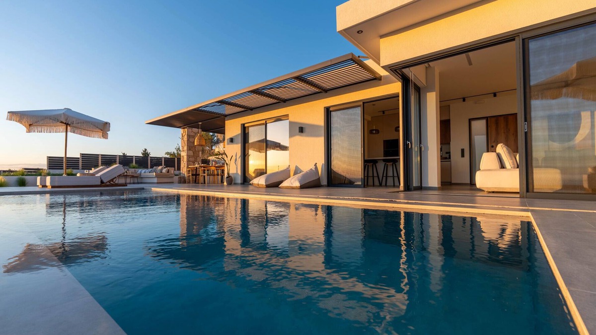 Kalamitsi Villa | Villa 'Nimbus Villas' with Sea View, Wi-Fi and Air Conditioning