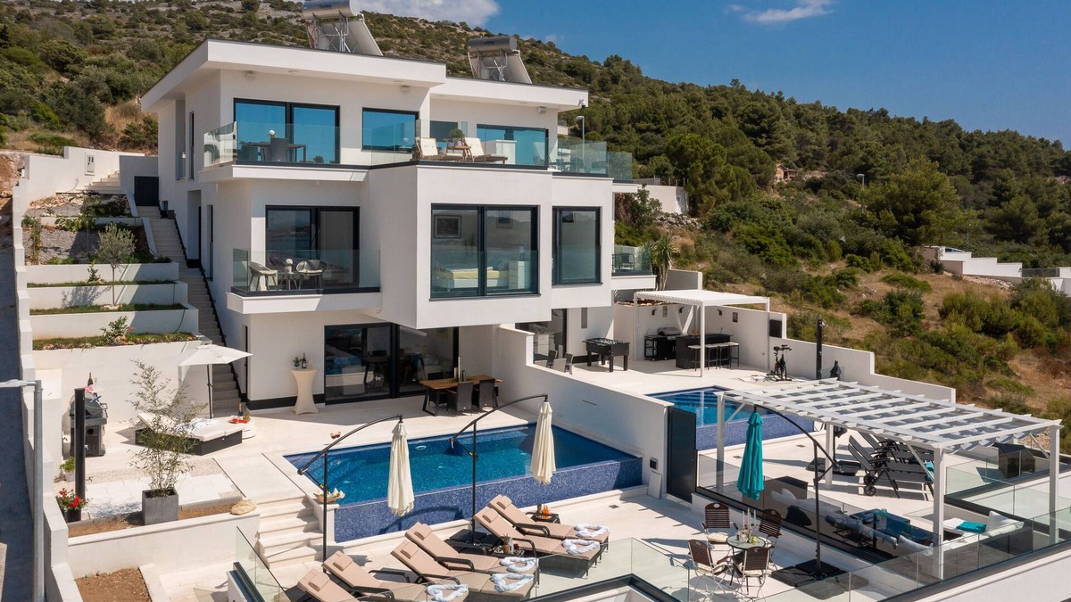 Rogoznica Villa | Villa Ocean view 1, unlimited sunsets with view to the harbour Marina Frappa