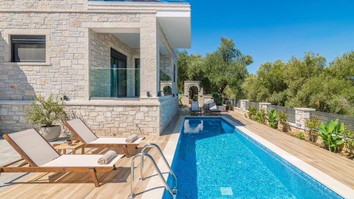 Zakynthos Villa | Villa Olive Green is new modern stone house