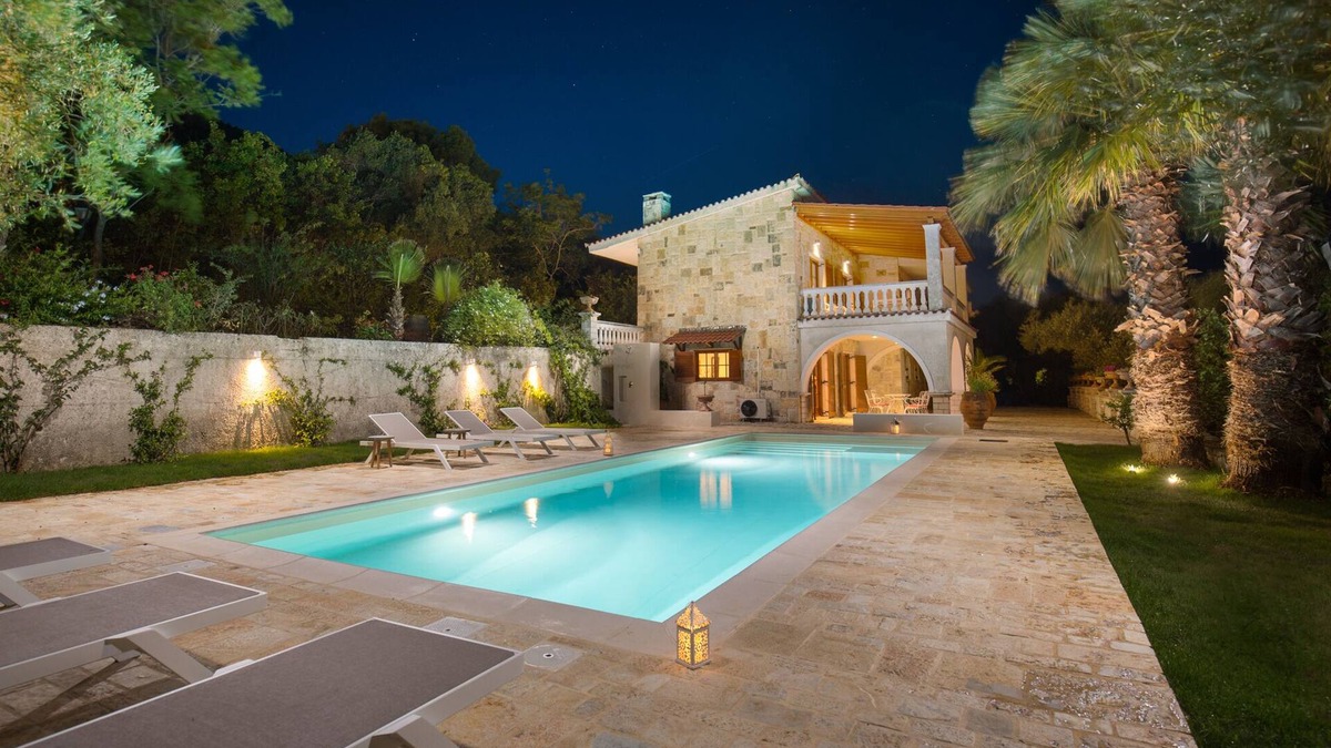 Benitses Villa | Villa Pietra - private pool, stunning sea views, fast internet, sleeps 10+