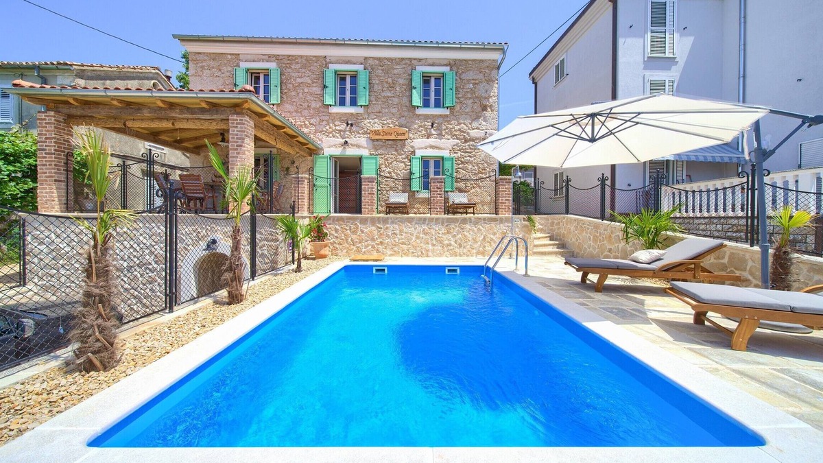 Malinska Villa | Villa Stone Queen with heated swimming pool and Seaview