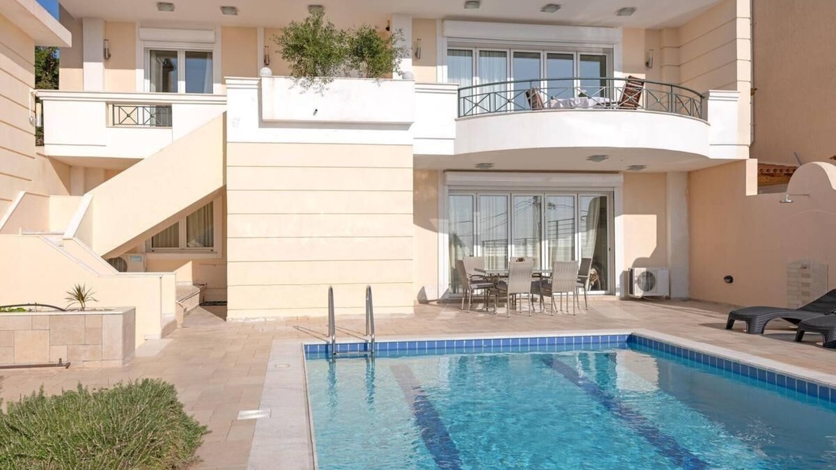Saronida House | Villa with pool and magnificent ocean views half mile from sandy beach