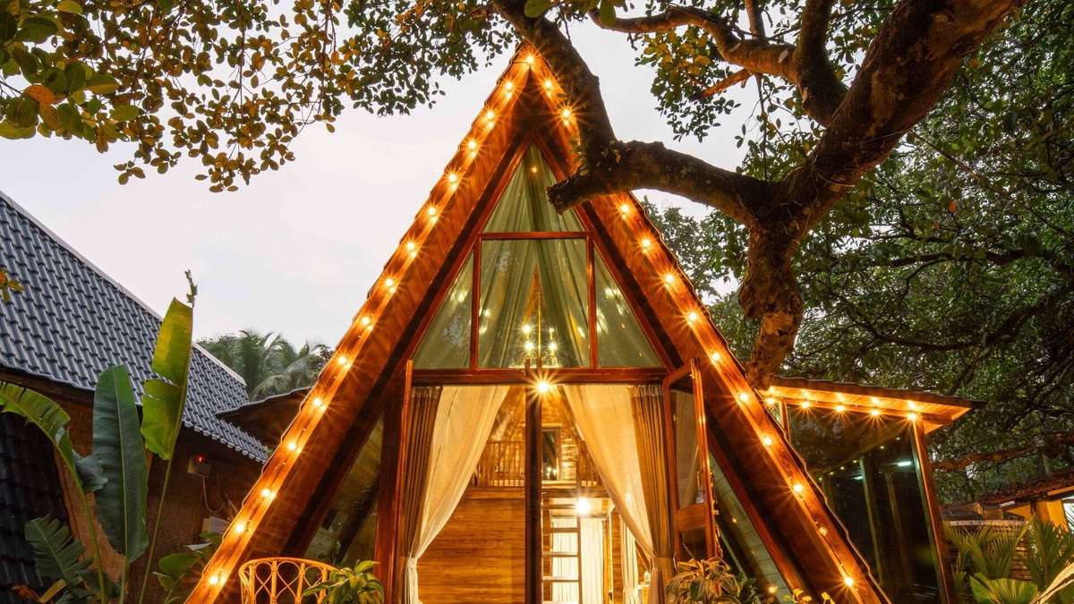 Mandrem Resort | Vrihi Boutique Resort: Nirja: Open-air Hot Tub: Luxury A-Frame: Mandrem Beach