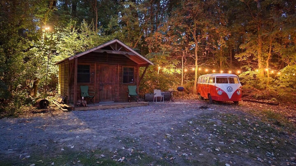 Colton Cabin | VW Bus Campsite & Very Small Cabin on the Water!