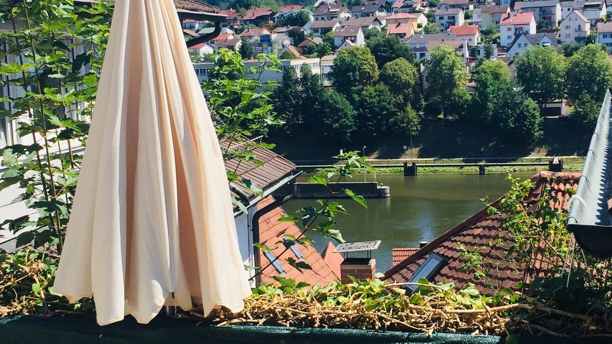 Hirschhorn House | W.1. Ruhiges Apartment mit Veranda am Schlossgarten