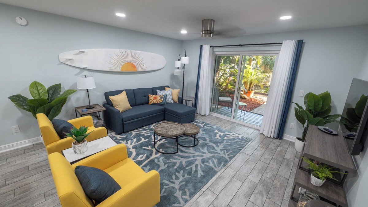 Latana Oceanfront Condo | WALK to the BEACH! Hip 2-bedroom/2 bath island condo in Indian Harbour Beach