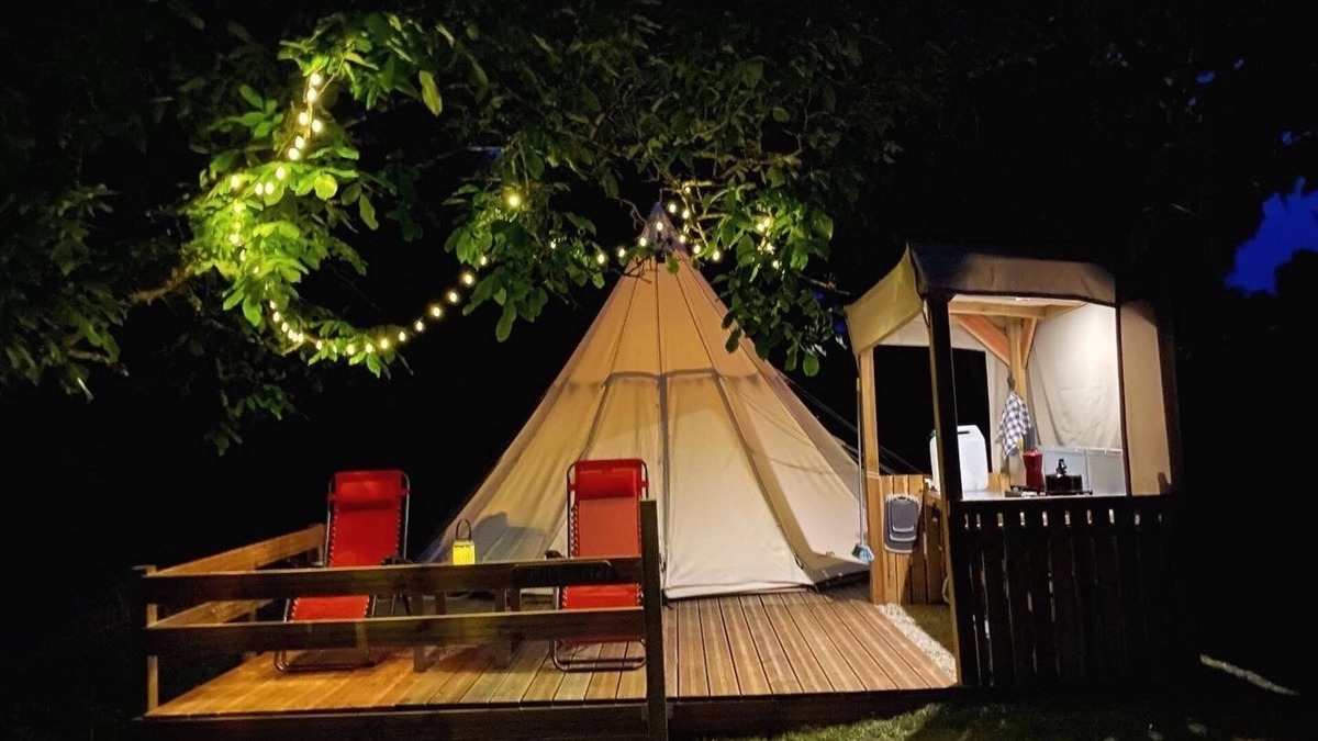 Moncrabeau RV Rental | Walnut Tipi Tent @finders Keepers France. Adults Only Retreat. 13 Acres and Lake