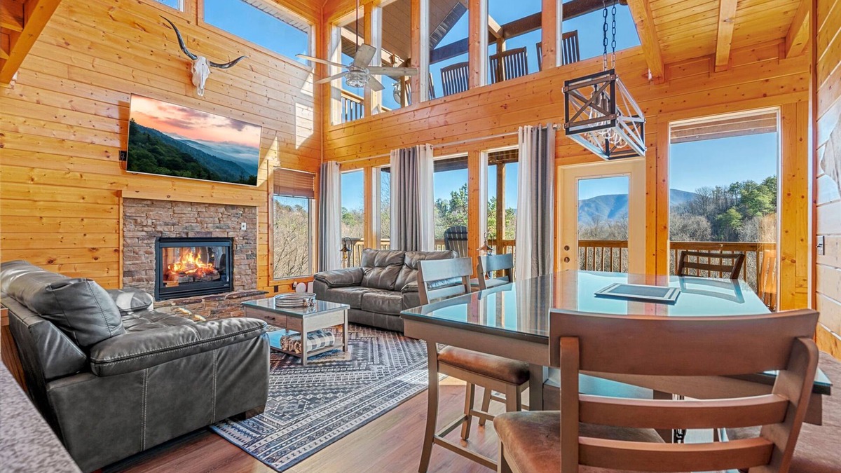 Gatlinburg - Pigeon Forge Cabin | Waterfall, Hot Tub, Fire Pit + 20 Mile View