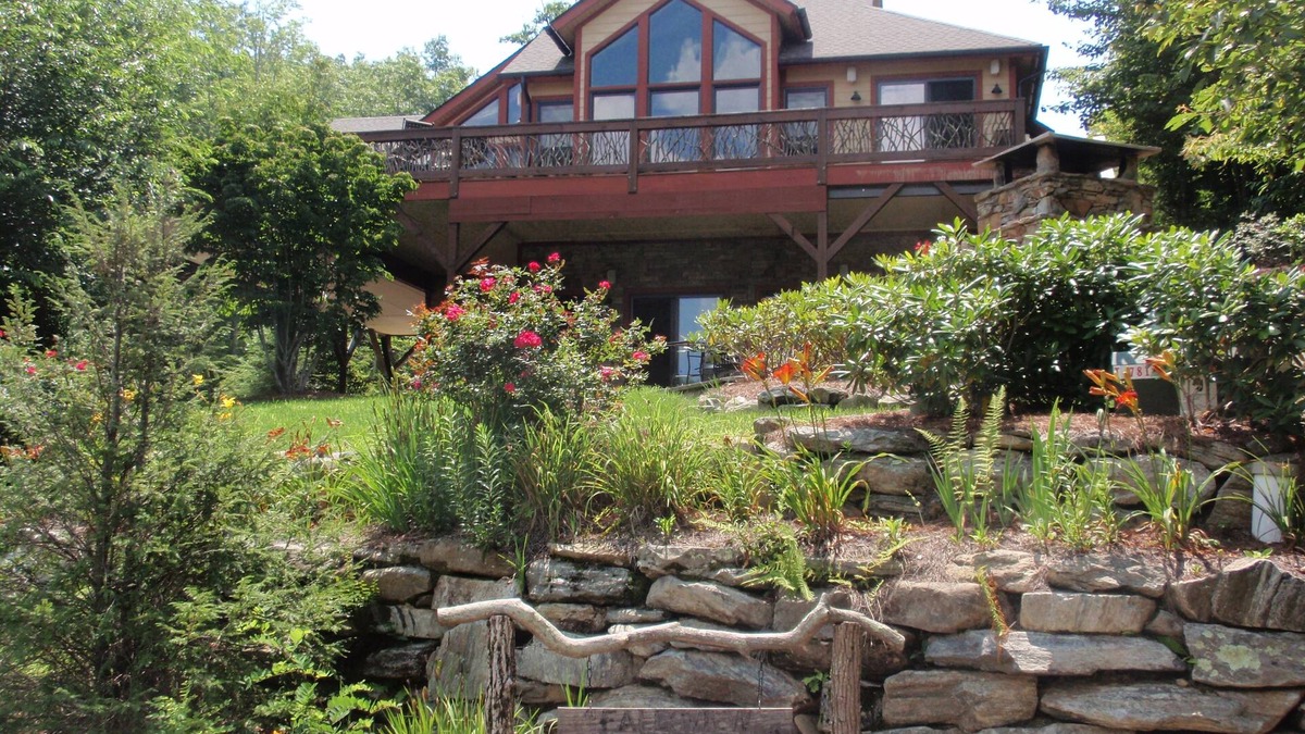 Lake Toxaway House | Waterfall View! Large Deck, Hot Tub, Outdoor Fire Pit!