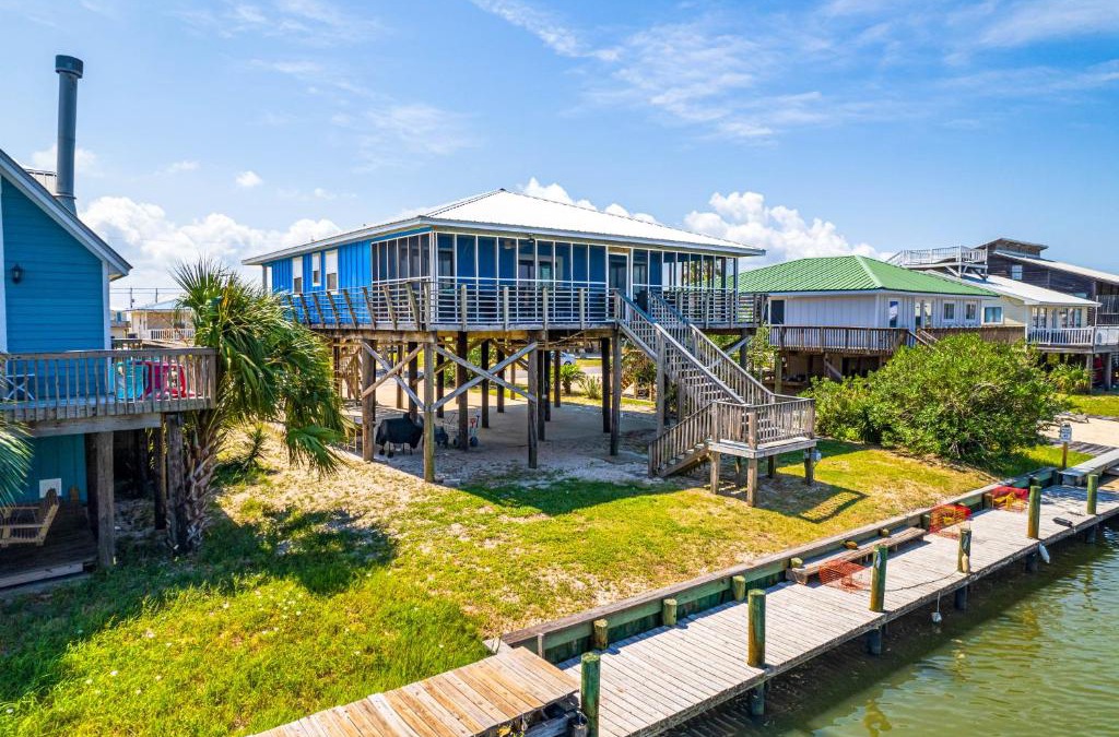 Silver Cay House | Waterfront Dauphin Island Home with Deck and Boat Dock