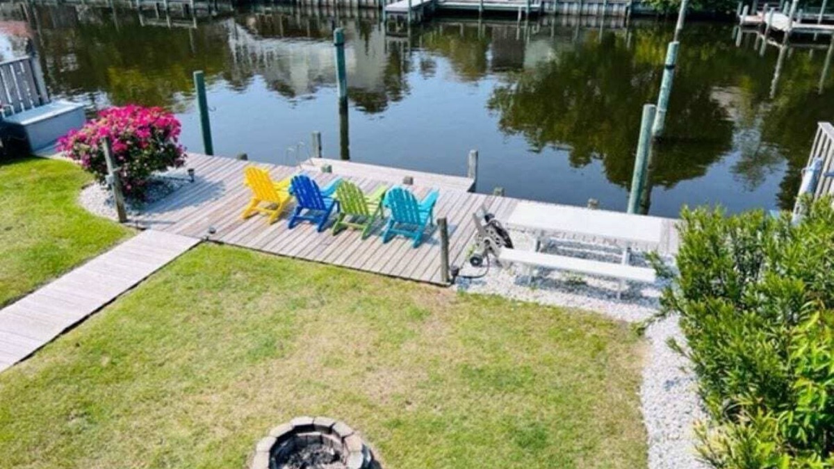 Colington Harbour House | Waterfront! Game Room, Hot Tub,Theater Room, Kayaks, SUPs, FirePit, YMCA! DogsOK
