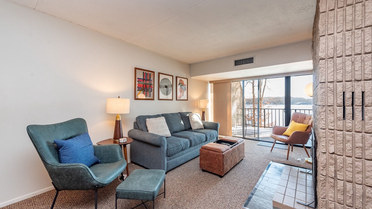 Thayerville Condo | Will O' The Wisp 208B: Lakefront One Bedroom Condo with 2 Patios!