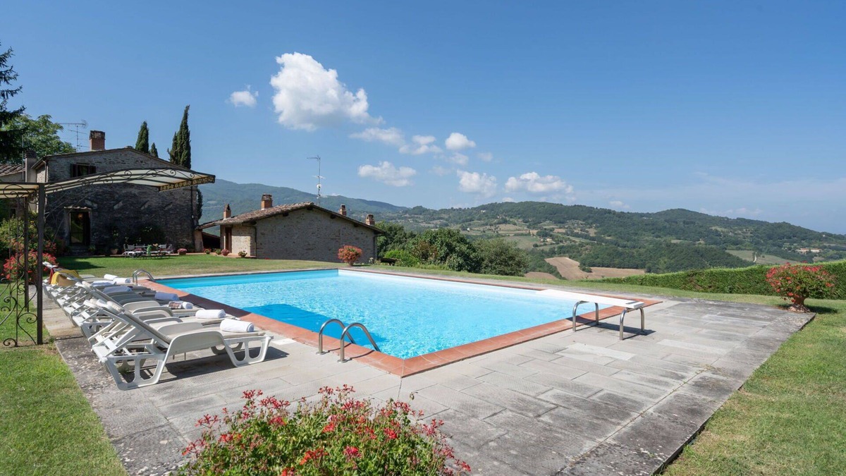 Dicomano Villa | Wonderful private villa with private pool, A/C, WIFI, hot tub, TV, patio, panoramic view and par.